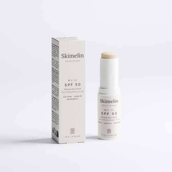 Skimelìn Nº 20 SPF 50 – mineralinis apsauginis pieštukas – COSMOS NATURAL sertifikuota natūrali kosmetika