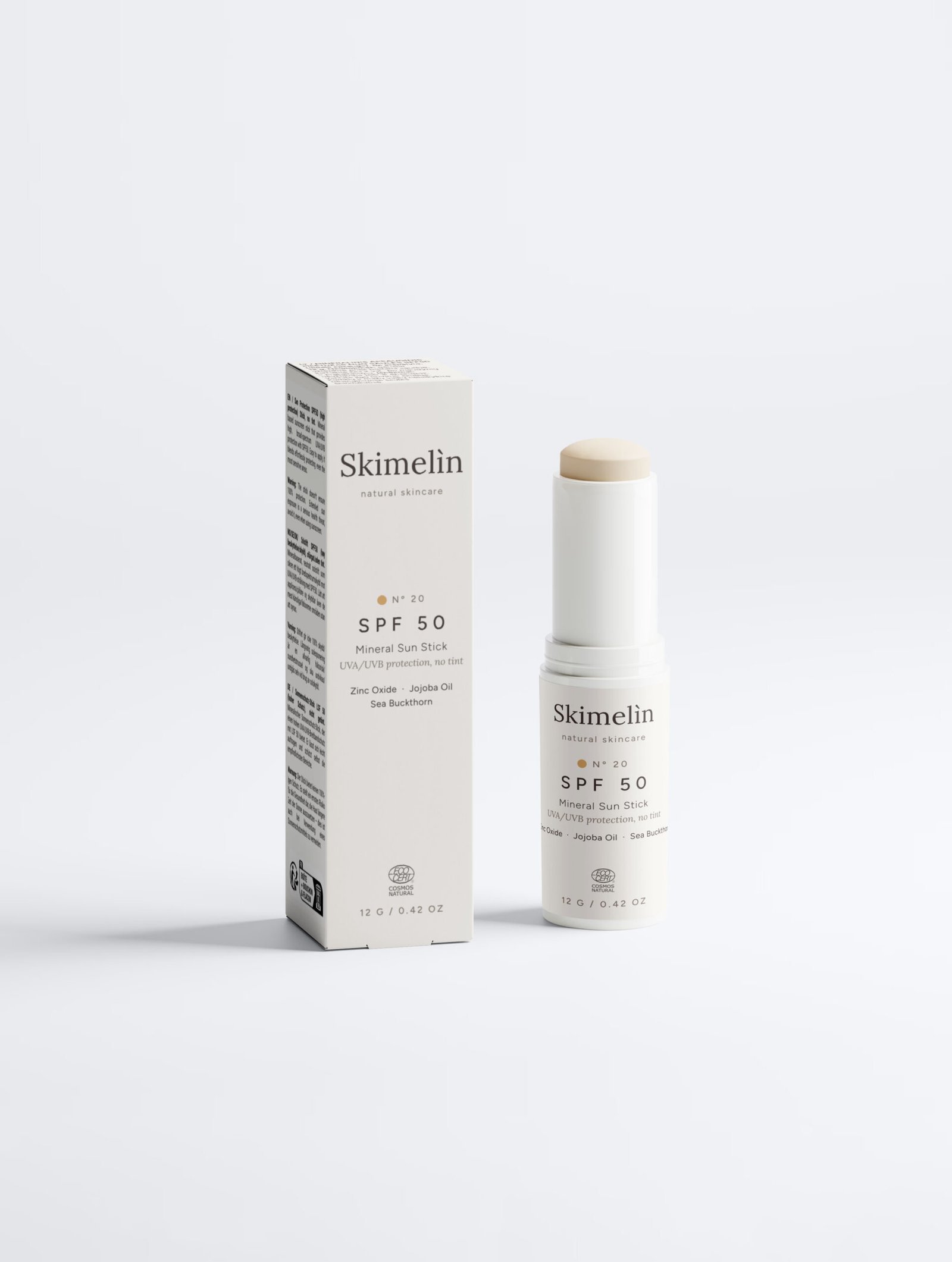 Nº 20 SPF 50 – mineralinis apsauginis pieštukas Skimelìn Nº 20 SPF 50 – mineralinis apsauginis pieštukas – COSMOS NATURAL sertifikuota natūrali kosmetika